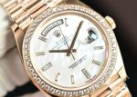 Diamond Bezel White MOP Face RG President Band Women DD Watch 40mm 3255 Movement 